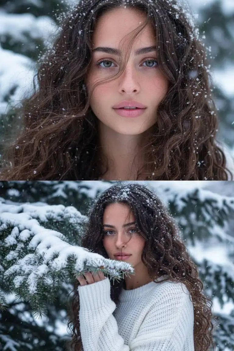 На фоне еловых веток
