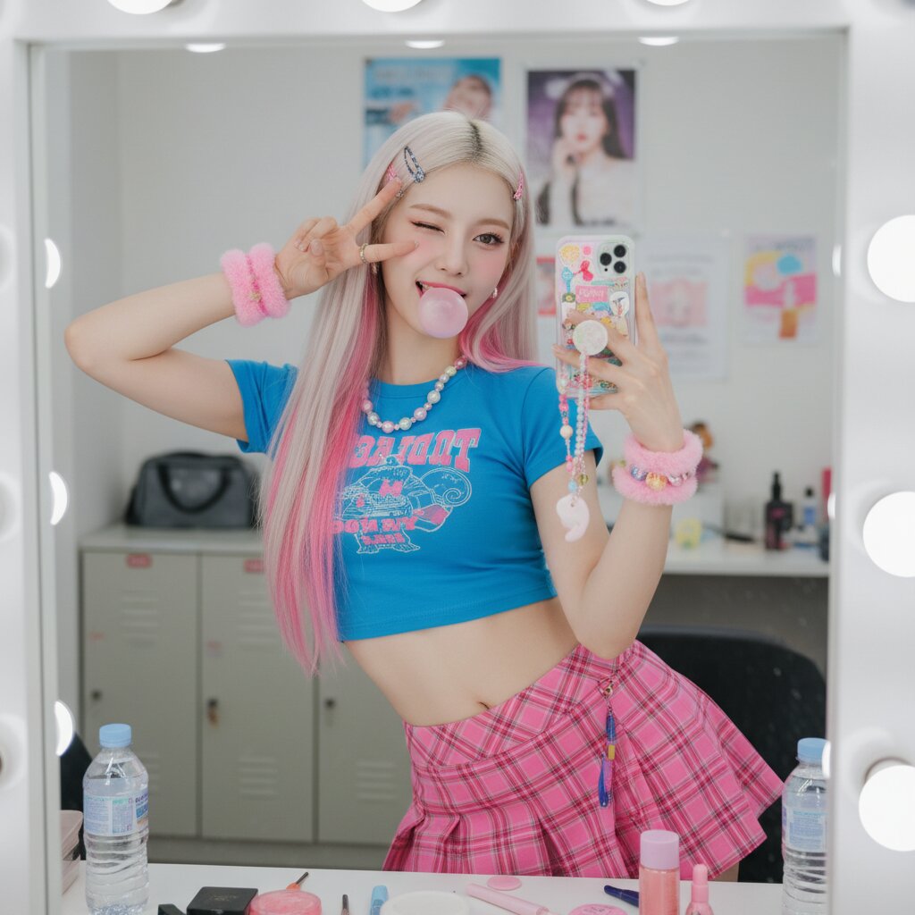 K-pop селфи в зеркале