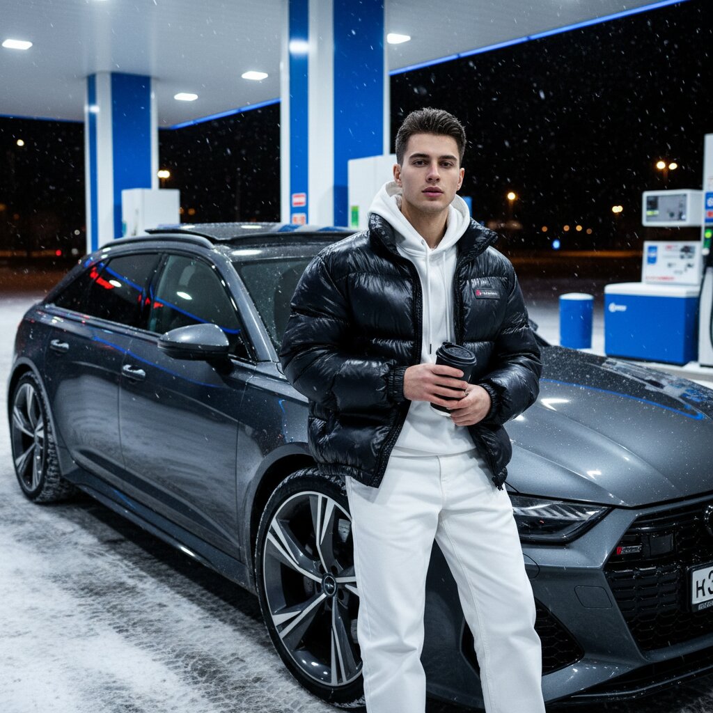 Audi RS 6 на заправке