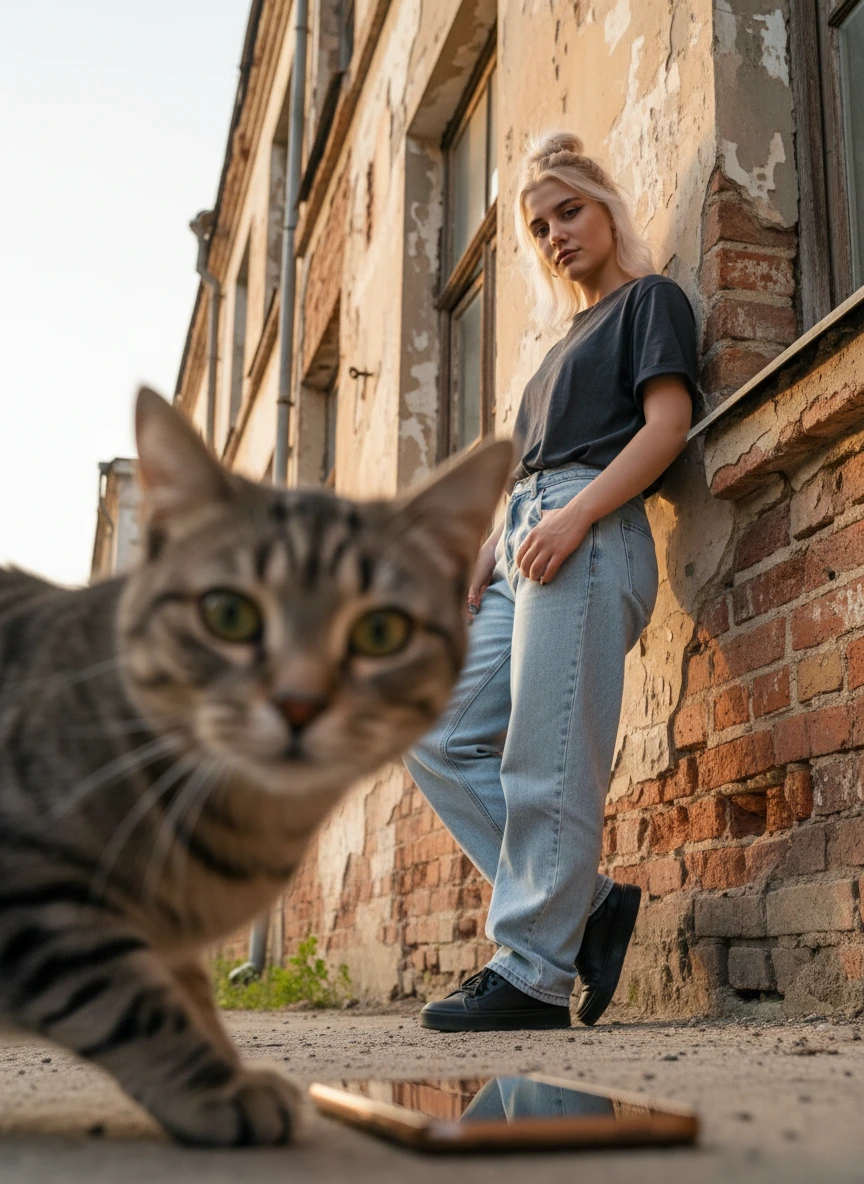 Девушка и котик