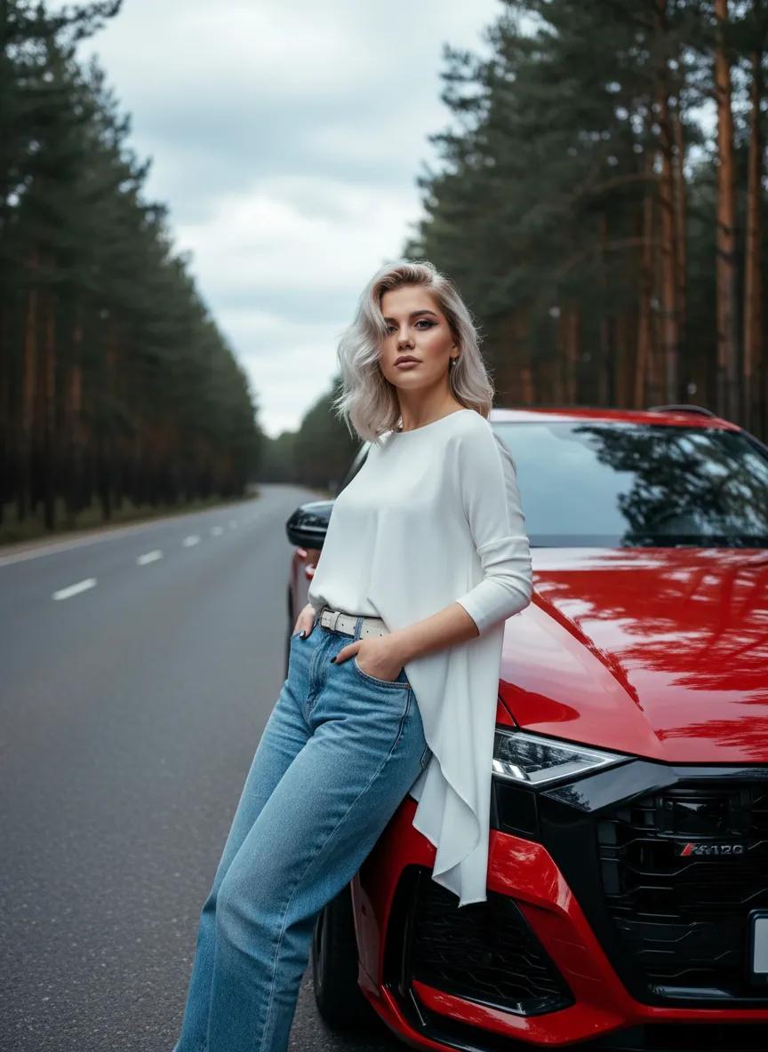 У красного авто