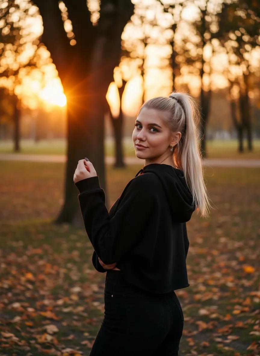 В осеннем парке на закате