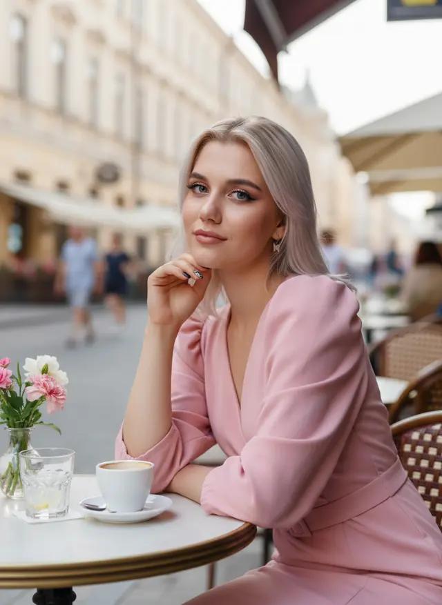 В летнем уличном кафе