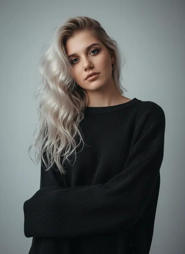 Fashion-портрет на сером фоне