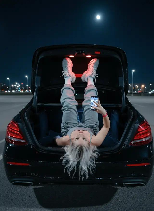 Девушка в багажнике Mercedes