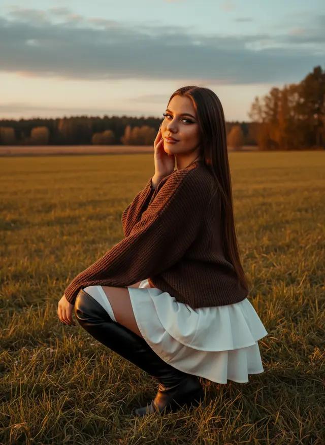 Закат в осеннем поле
