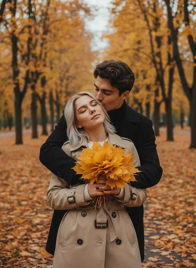 Пара в осеннем парке