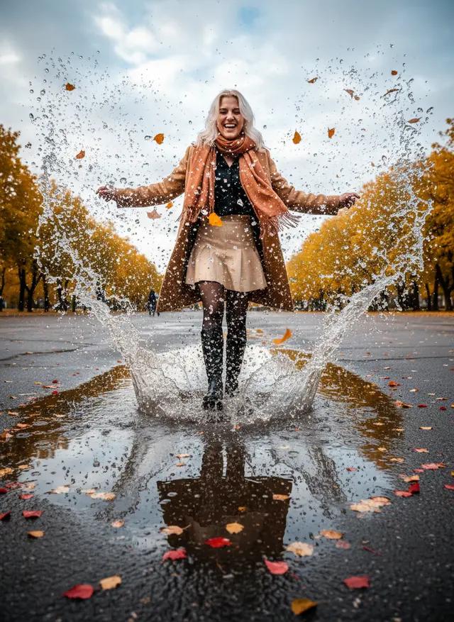 Осенняя лужа с нижнего ракурса